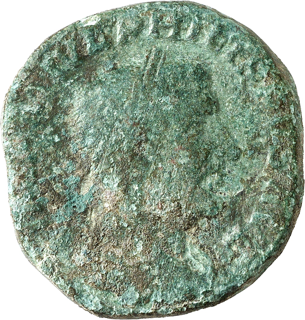 RIC IV Philip I 175A Philip The Arab obverse, Bust of Philip the Arab, laureate, draped, cuirassed, right