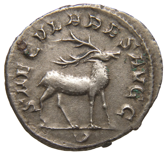 RIC IV Philip I 19: Subtype 2 Philip The Arab reverse, Stag (elk?), walking right
