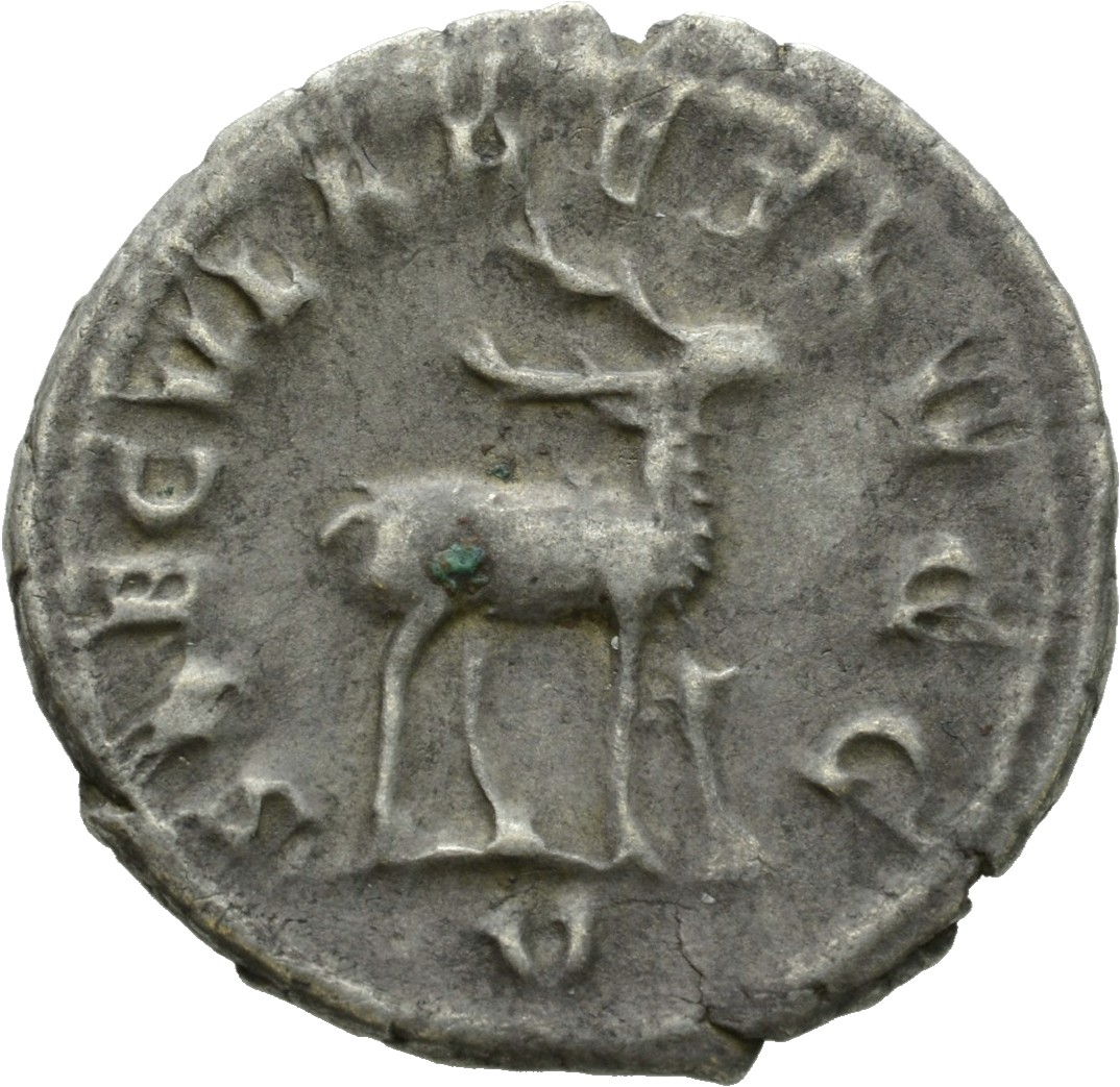 RIC IV Philip I 19 Philip The Arab reverse, Stag (elk?), walking right