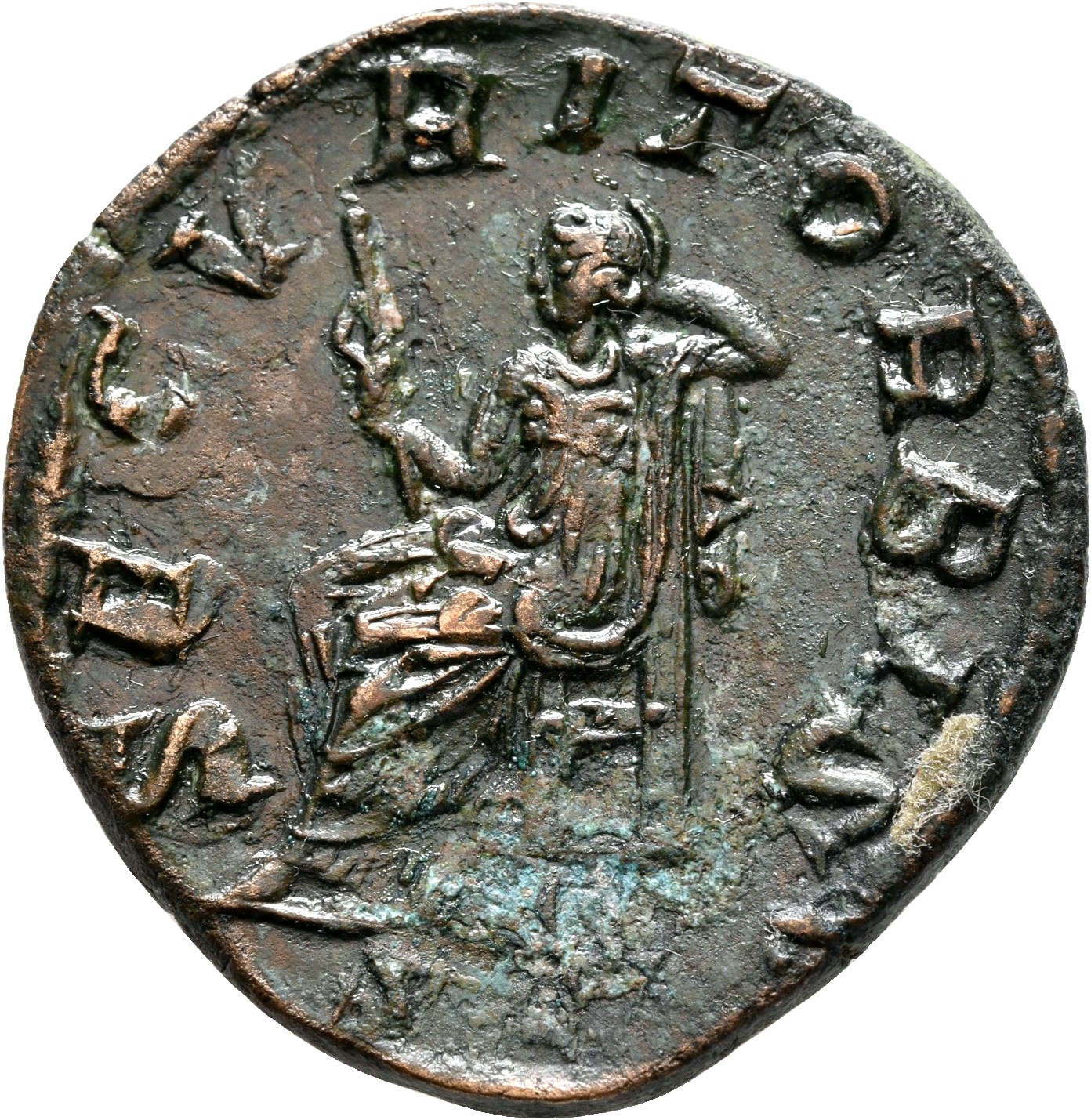 RIC IV Philip I 190 Philip The Arab reverse, Securitas, draped, seated left, holding sceptre in right hand and propping he...