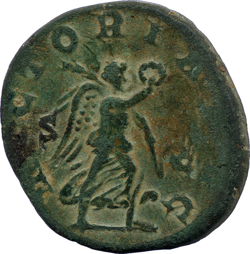 RIC IV Philip I 191 Philip The Arab reverse, Victory, winged, draped, running right, holding wreath in right hand and palm...