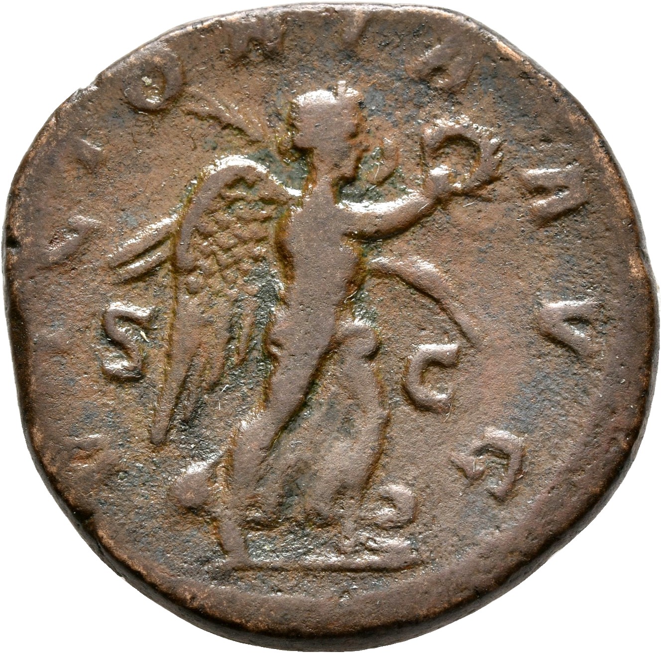 RIC IV Philip I 191A Philip The Arab reverse, Victory, winged, draped, running right, holding wreath in right hand and pal...