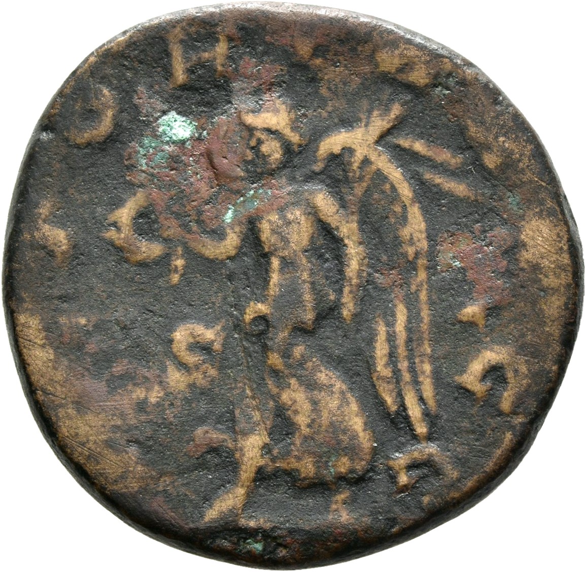 RIC IV Philip I 193 Philip The Arab reverse, Victory, winged, draped, running left, holding wreath in right hand and palm ...