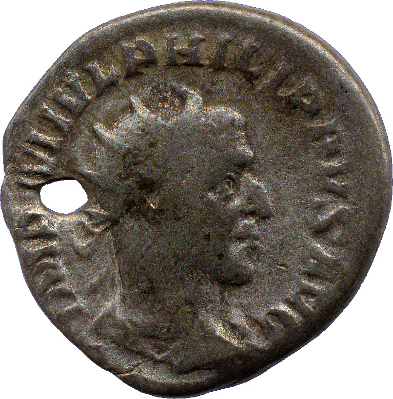 RIC IV Philip I 2 Philip The Arab obverse, Kopf des Philippus nach r., drapiert und mit Strahlenkranzkrone; im Perlkreis.