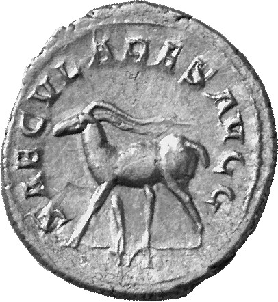 RIC IV Philip I 20 Philip The Arab reverse, Stag (elk?), walking left