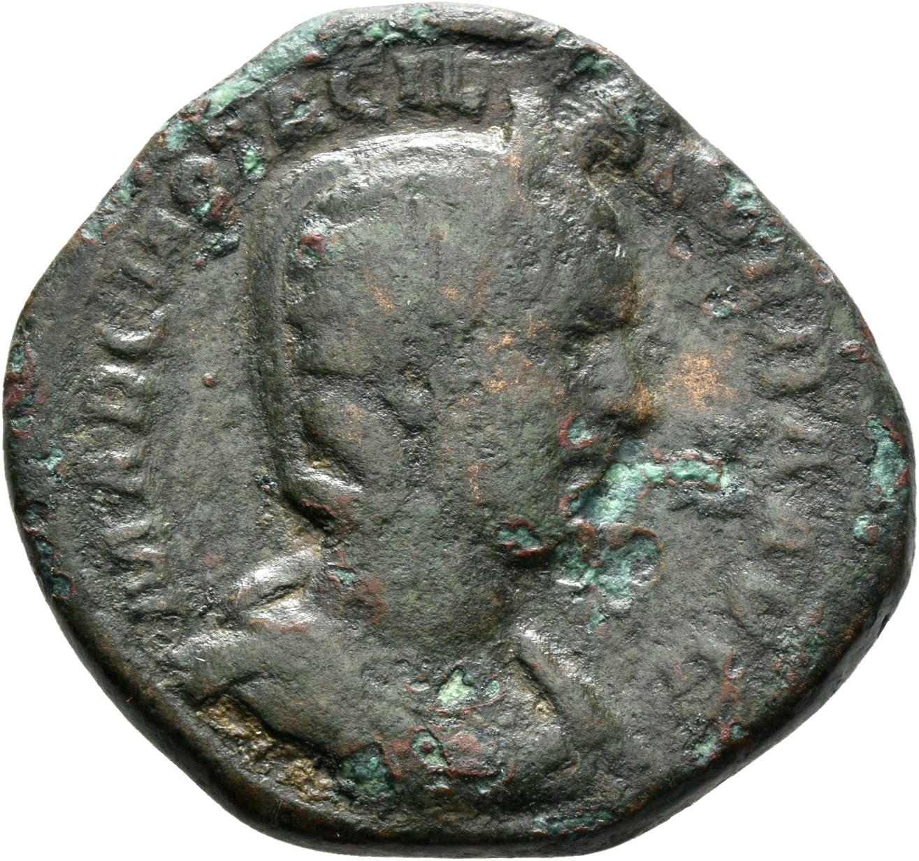 RIC IV Philip I 203C Philip The Arab obverse, Bust of Otacilia Severa, diademed, draped, on crescent, right