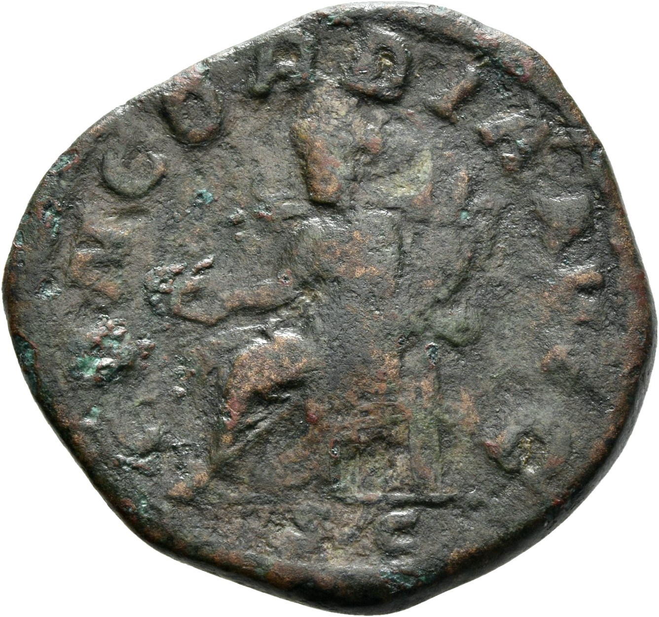 RIC IV Philip I 203C Philip The Arab reverse, Concordia, draped, seated left, holding patera in right hand and double corn...
