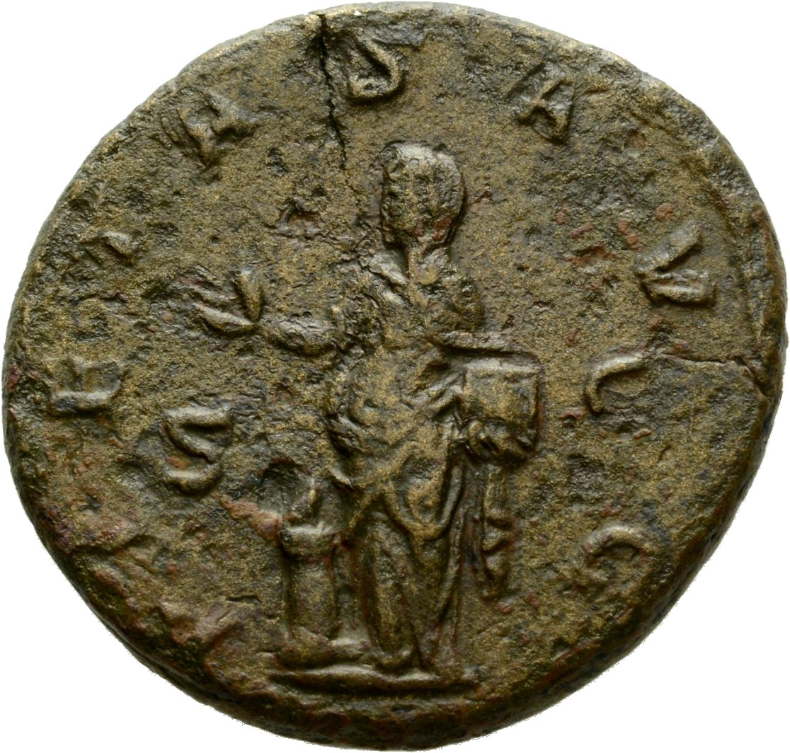 RIC IV Philip I 206 Philip The Arab reverse, Pietas, draped, standing left, raising right hand and holding box of perfume ...