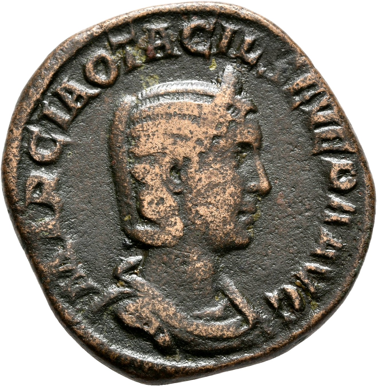 RIC IV Philip I 208A Philip The Arab obverse, Bust of Otacilia Severa, diademed, draped, right