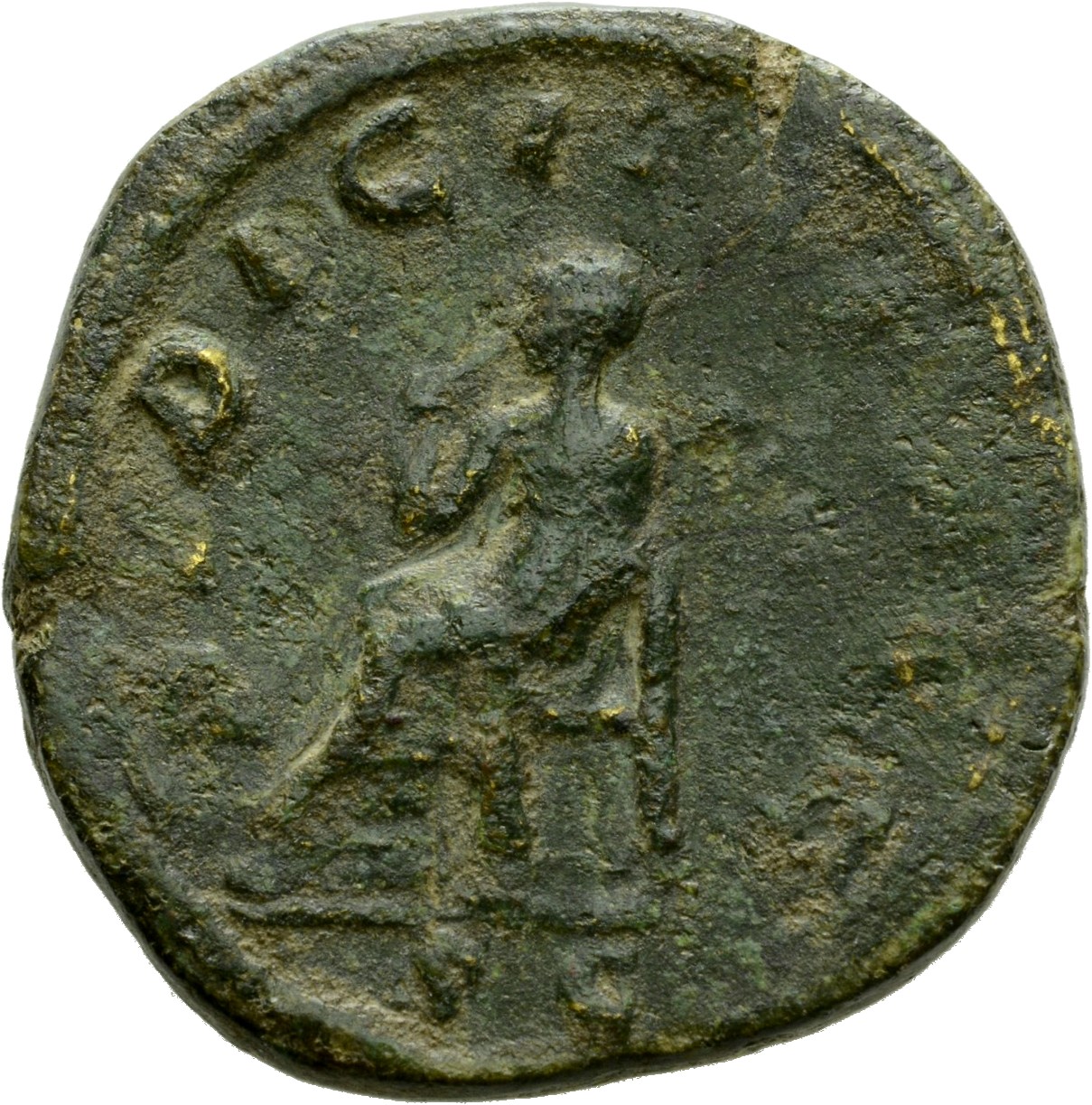 RIC IV Philip I 209C Philip The Arab reverse, Pudicitia, draped, veiled, seated left, right hand drawing veil and holding ...