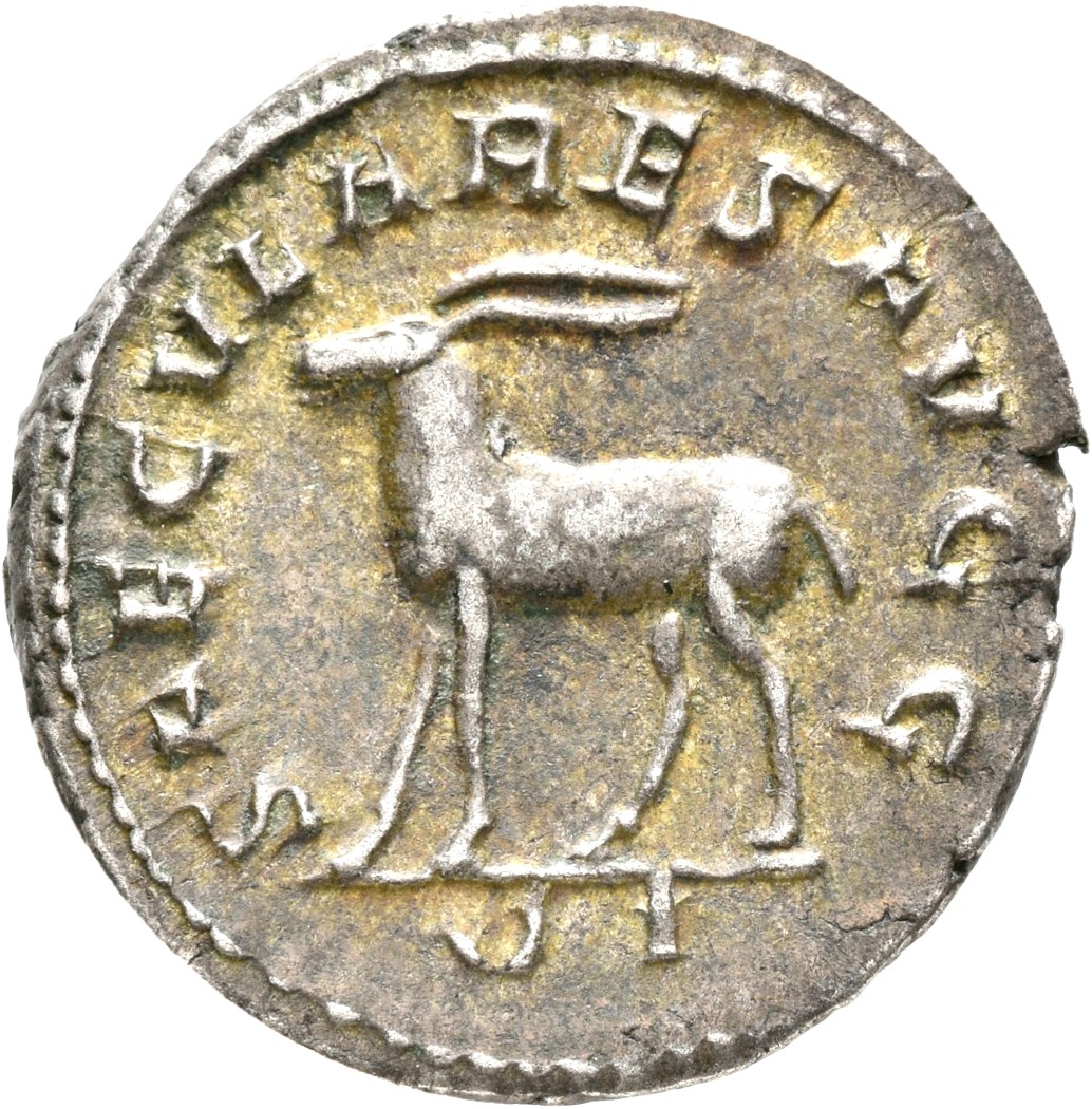 RIC IV Philip I 21 Philip The Arab reverse, Antelope, walking left
