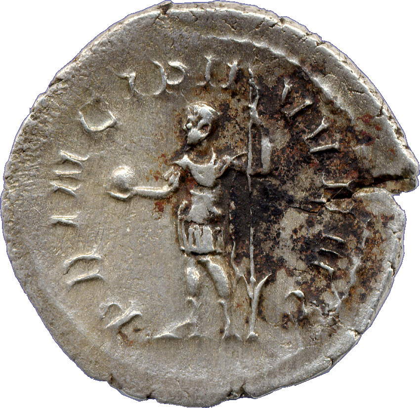 RIC IV Philip I 218 Philip The Arab reverse, Philip II, standing left, holding globe in right hand and standard in left hand