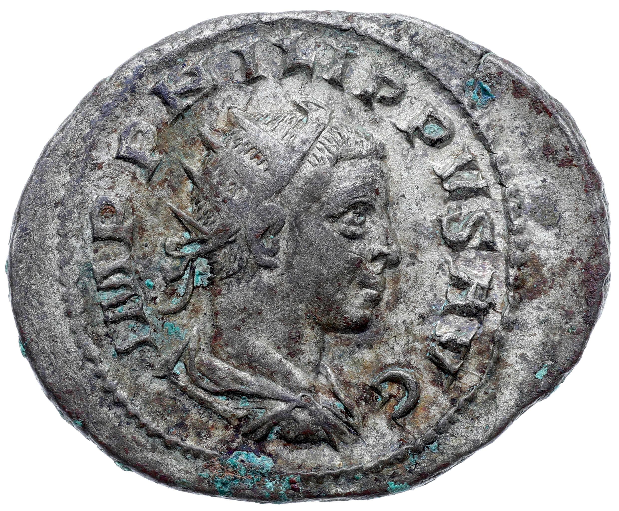 RIC IV Philip I 231C Philip The Arab obverse, Bust of Philip II, radiate, draped, cuirassed, right