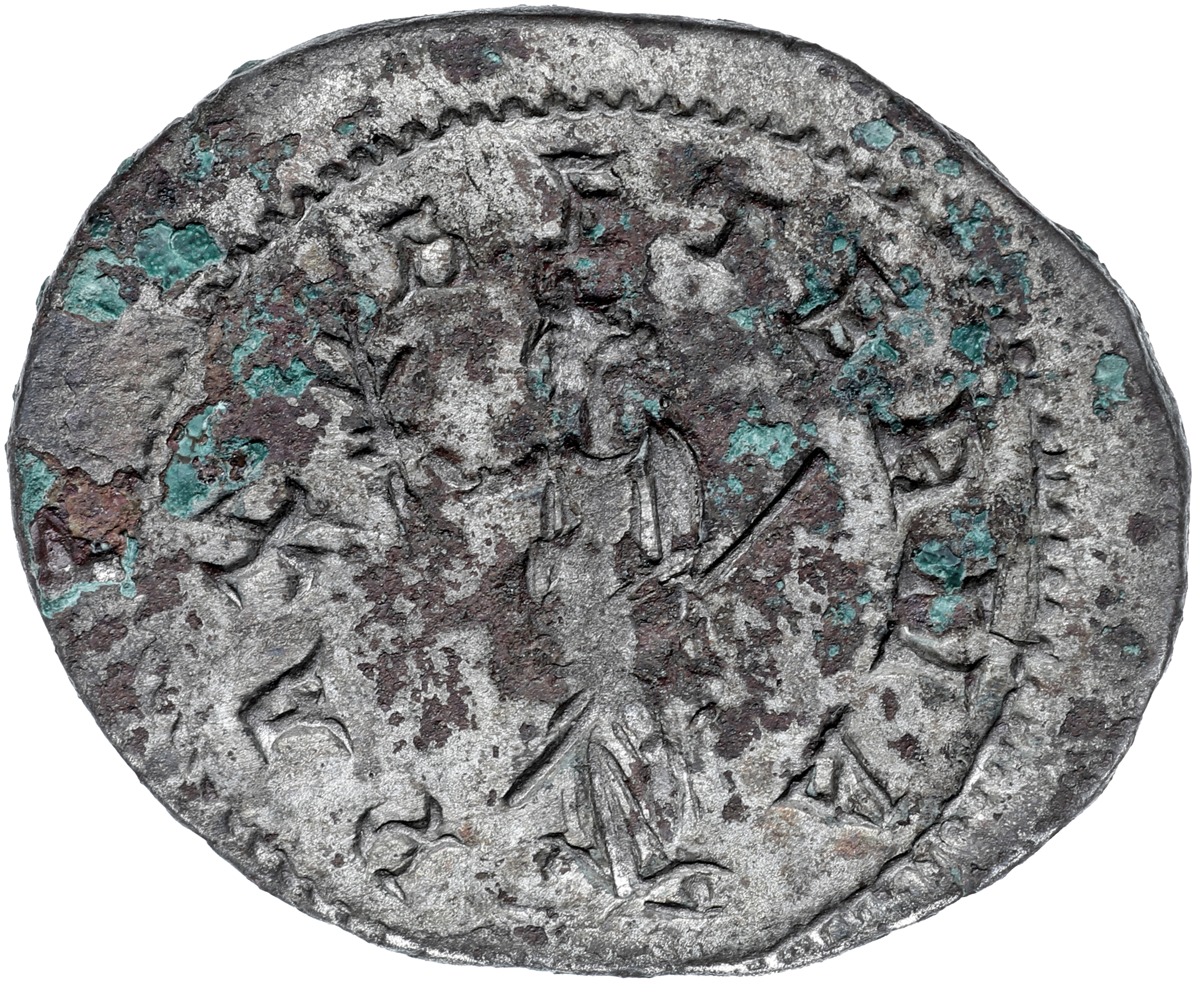 RIC IV Philip I 231C Philip The Arab reverse, Pax, draped, standing left, holding branch in right hand and transverse scep...