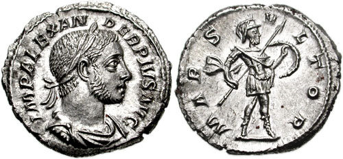 RIC IV Philip I 246 Philip The Arab obverse, Bust of Philip II, radiate, draped, cuirassed, right