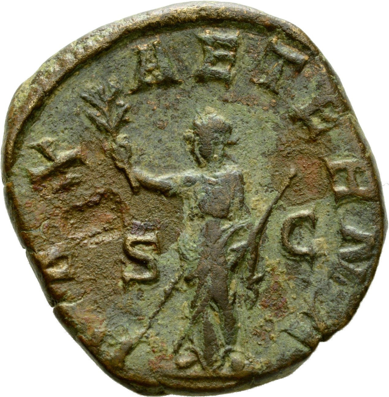RIC IV Philip I 268A Philip The Arab reverse, Pax, draped, standing left, holding branch in right hand and transverse scep...