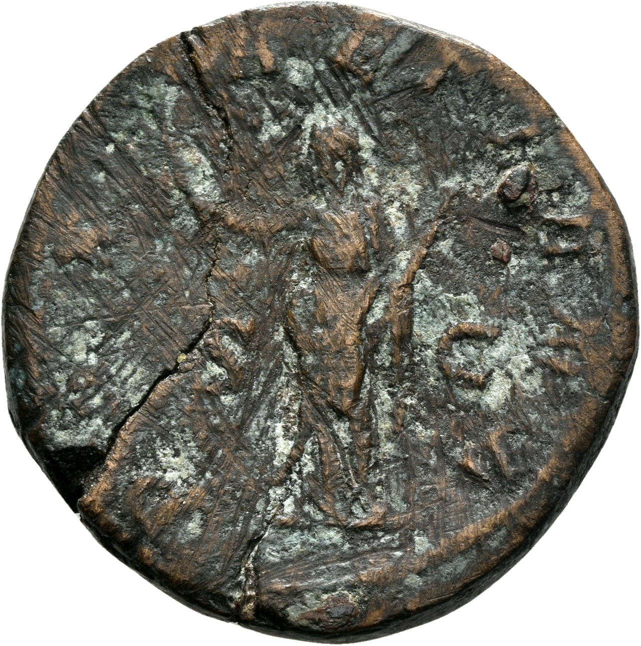 RIC IV Philip I 268C Philip The Arab reverse, Pax, draped, standing left, holding branch in right hand and transverse scep...
