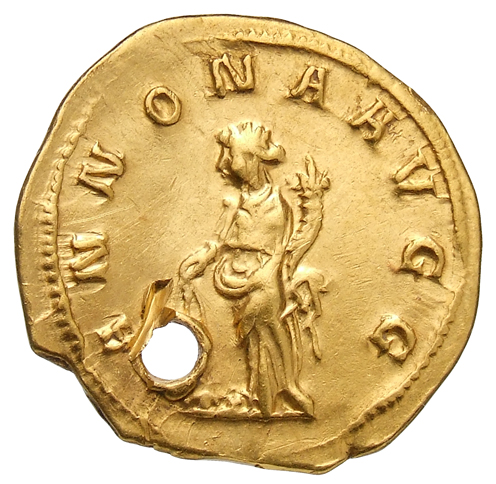 RIC IV Philip I 28 Philip The Arab reverse, Annona, draped, standing left, holding corn-ears in right hand over modius and...