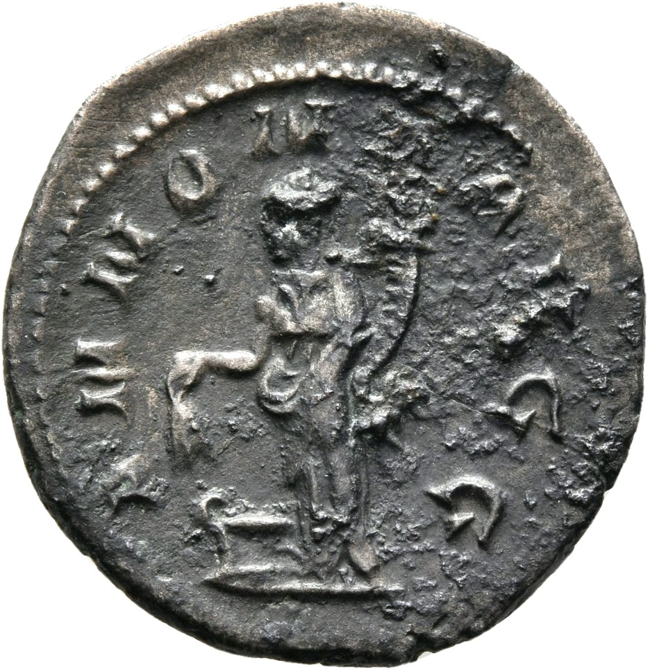 RIC IV Philip I 29 Philip The Arab reverse, Annona, draped, standing left, holding corn-ears in right hand over prow and c...