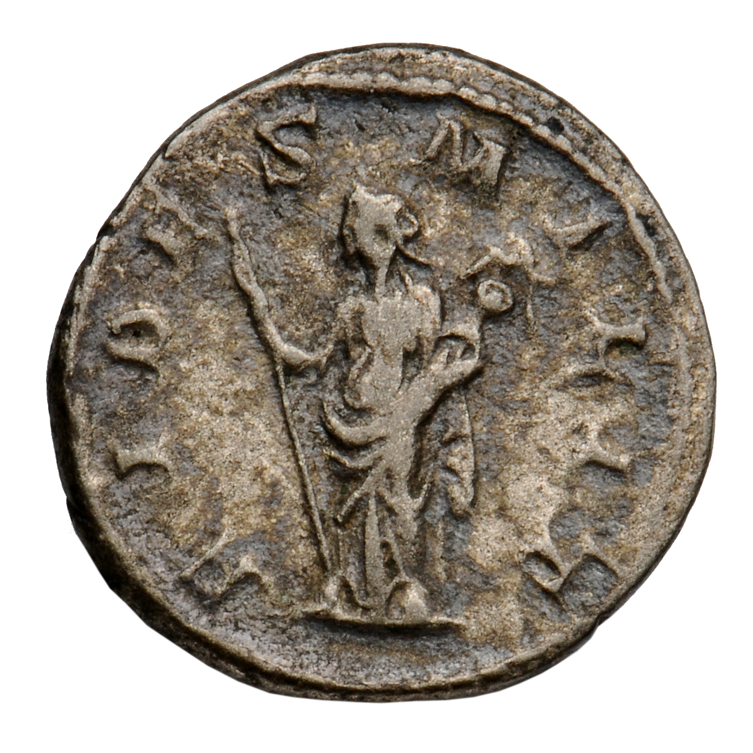 RIC IV Philip I 33 Philip The Arab reverse, Fides, draped, standing left, holding a sceptre in right hand and standard in ...