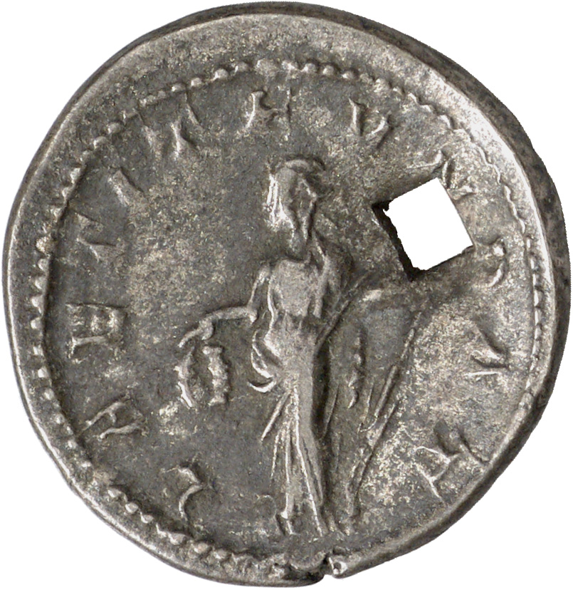 RIC IV Philip I 36B Philip The Arab reverse, Laetitia, draped, standing left, holding wreath in right hand and rudder in l...