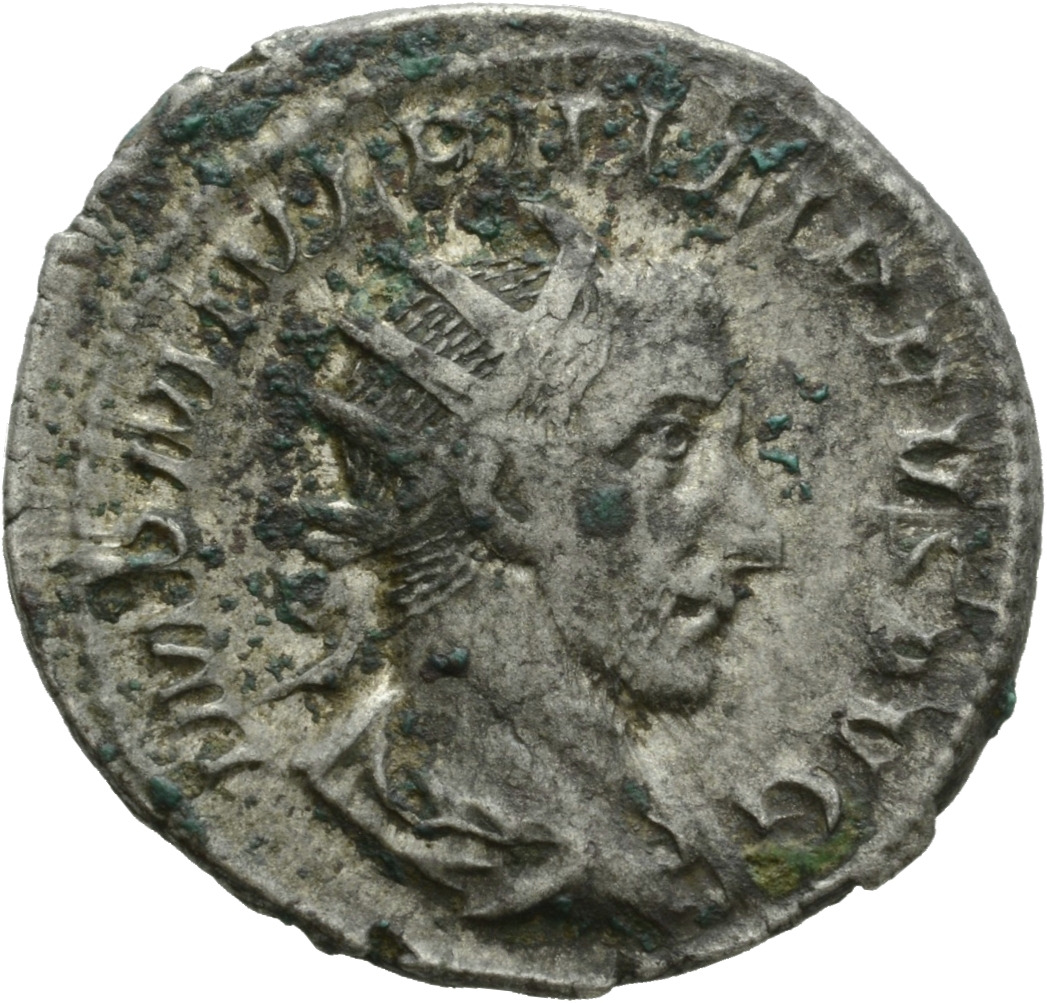 RIC IV Philip I 36B Philip The Arab obverse, Bust of Philip the Arab, radiate, draped, cuirassed, right