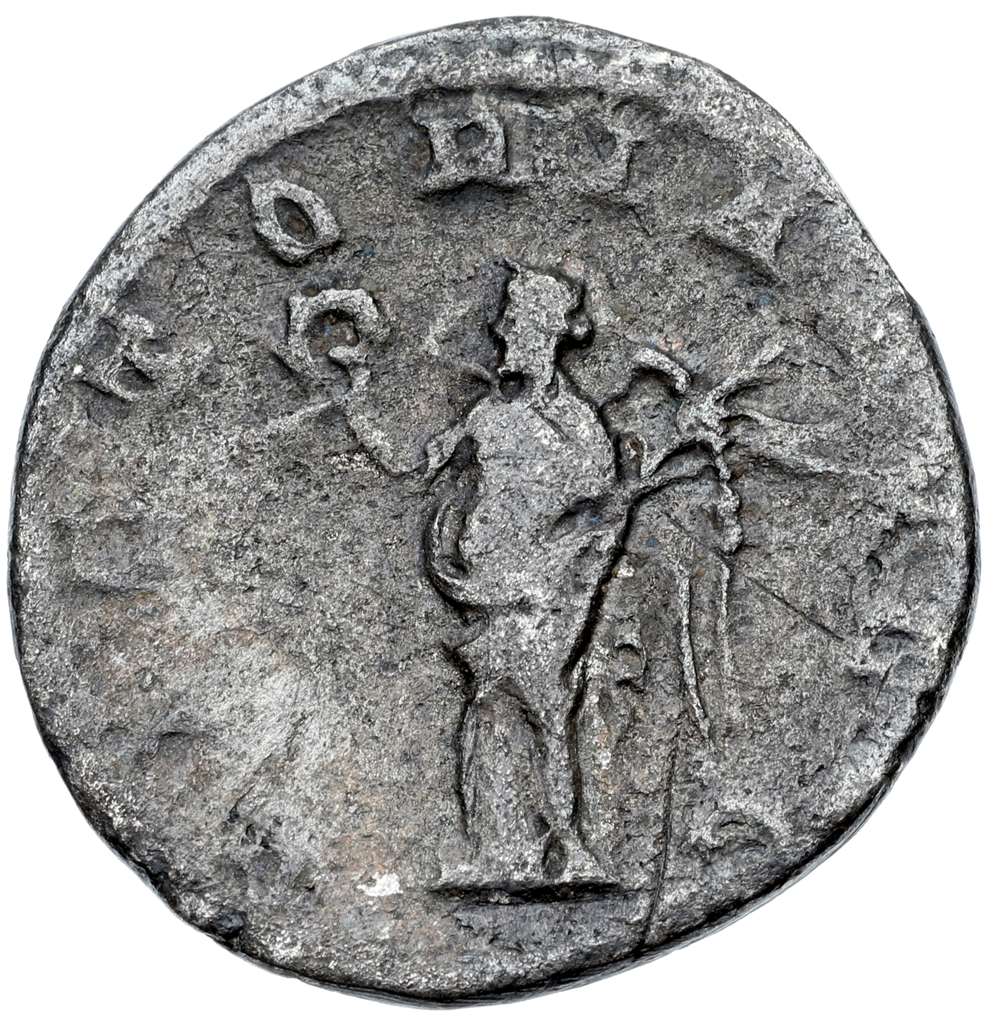 RIC IV Philip I 51 Philip The Arab reverse, Victory, winged, draped, standing, left, holding wreath in right hand and palm...