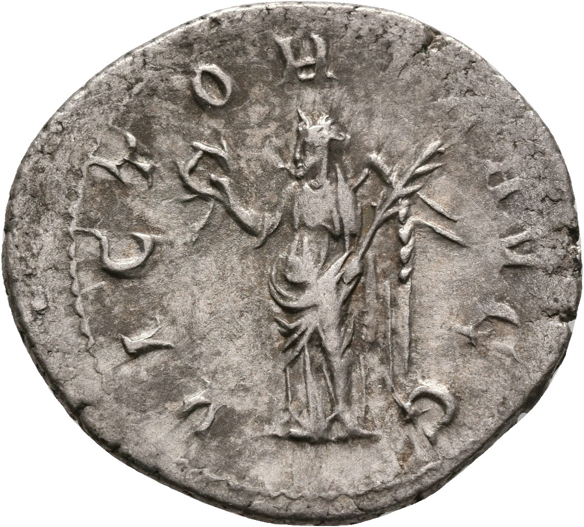 RIC IV Philip I 51 Philip The Arab reverse, Victory, winged, draped, standing, left, holding wreath in right hand and palm...