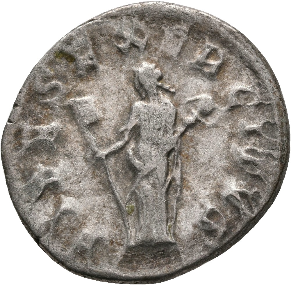 RIC IV Philip I 61 Philip The Arab reverse, Fides, draped, standing left, holding vexillium in right hand and transverse s...