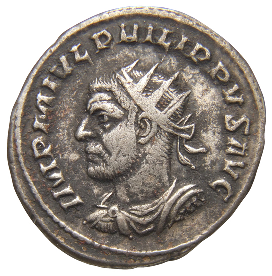 RIC IV Philip I 86B Philip The Arab obverse, Bust of Philip the Arab, radiate, cuirassed,right