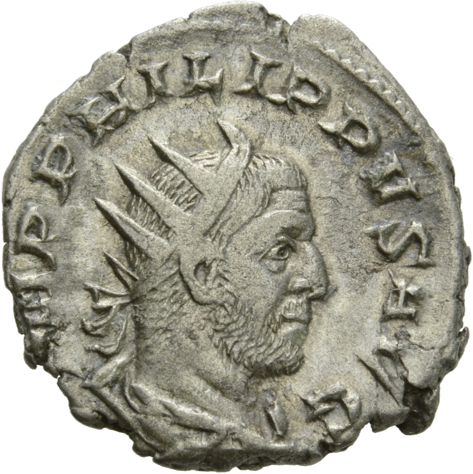 RIC IV Philip I 9 Philip The Arab obverse, Bust of Philip the Arab, radiate, draped, cuirassed, right