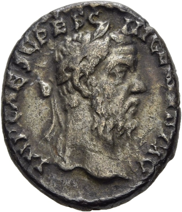 RIC IV Pescennius Niger 13B Pescennius Niger obverse, Head of Pescennius Niger, laureate, right