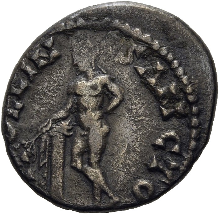 RIC IV Pescennius Niger 2B Pescennius Niger reverse, Apollo, nude, standing left, holding laurel-branch in right hand, res...