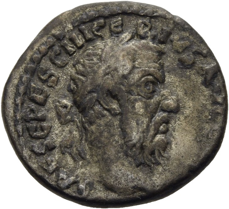RIC IV Pescennius Niger 38B Pescennius Niger obverse, Head of Pescennius Niger, laureate, right