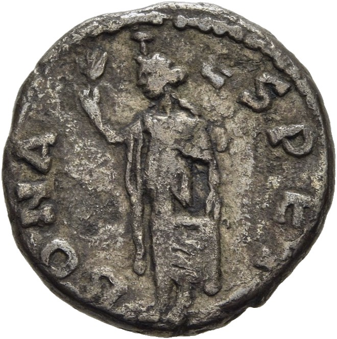 RIC IV Pescennius Niger 3E Pescennius Niger reverse, Spes, draped, advancing left, holding up flower in right hand and rai...