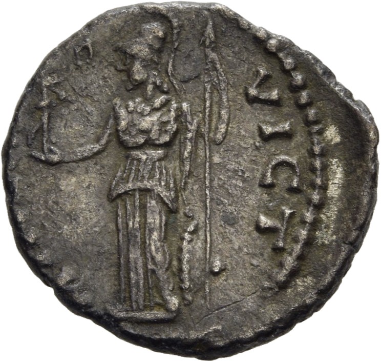 RIC IV Pescennius Niger 59 Pescennius Niger reverse, Minerva, helmeted, draped, standing left, holding Victory in extended...