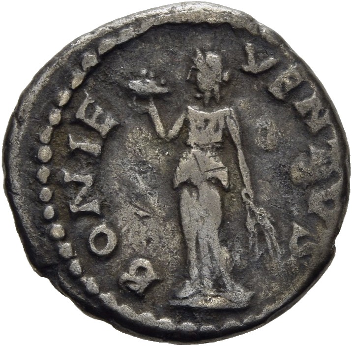RIC IV Pescennius Niger 5A Pescennius Niger reverse, Fides, draped, standing front, head left, holding basket of fruit in ...