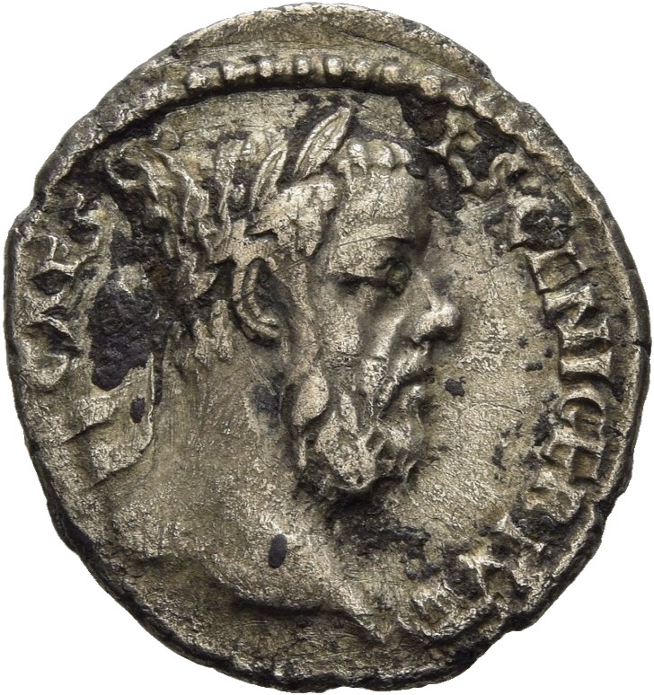 RIC IV Pescennius Niger 68 Pescennius Niger obverse, Head of Pescennius Niger, laureate, right