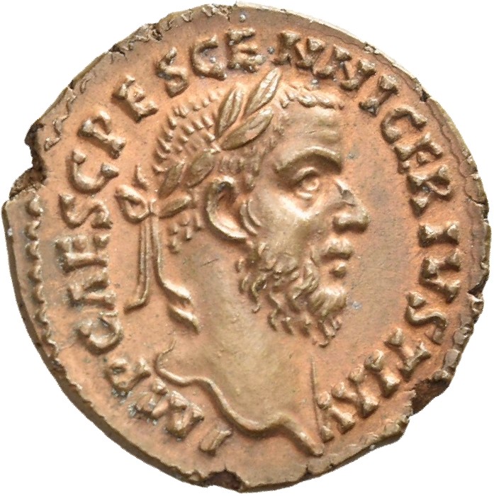 RIC IV Pescennius Niger 73B Pescennius Niger obverse, Head of Pescennius Niger, laureate, right