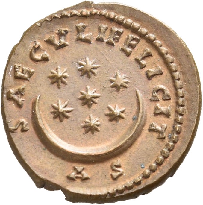 RIC IV Pescennius Niger 73B Pescennius Niger reverse, Crescent moon and seven stars above