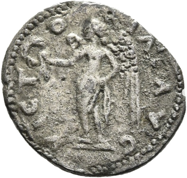 RIC IV Pescennius Niger 82A Pescennius Niger reverse, Victory, winged, draped, flying left, holding wreath in extended rig...
