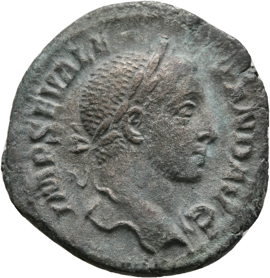 RIC IV Severus Alexander 101a Severus Alexander obverse, Head of Severus Alexander, laureate, right