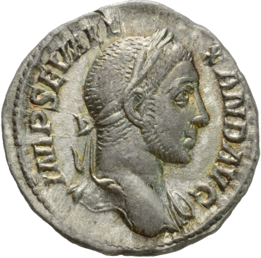 RIC IV Severus Alexander 101b Severus Alexander obverse, Bust of Severus Alexander, laureate, draped over left shoulder, r...