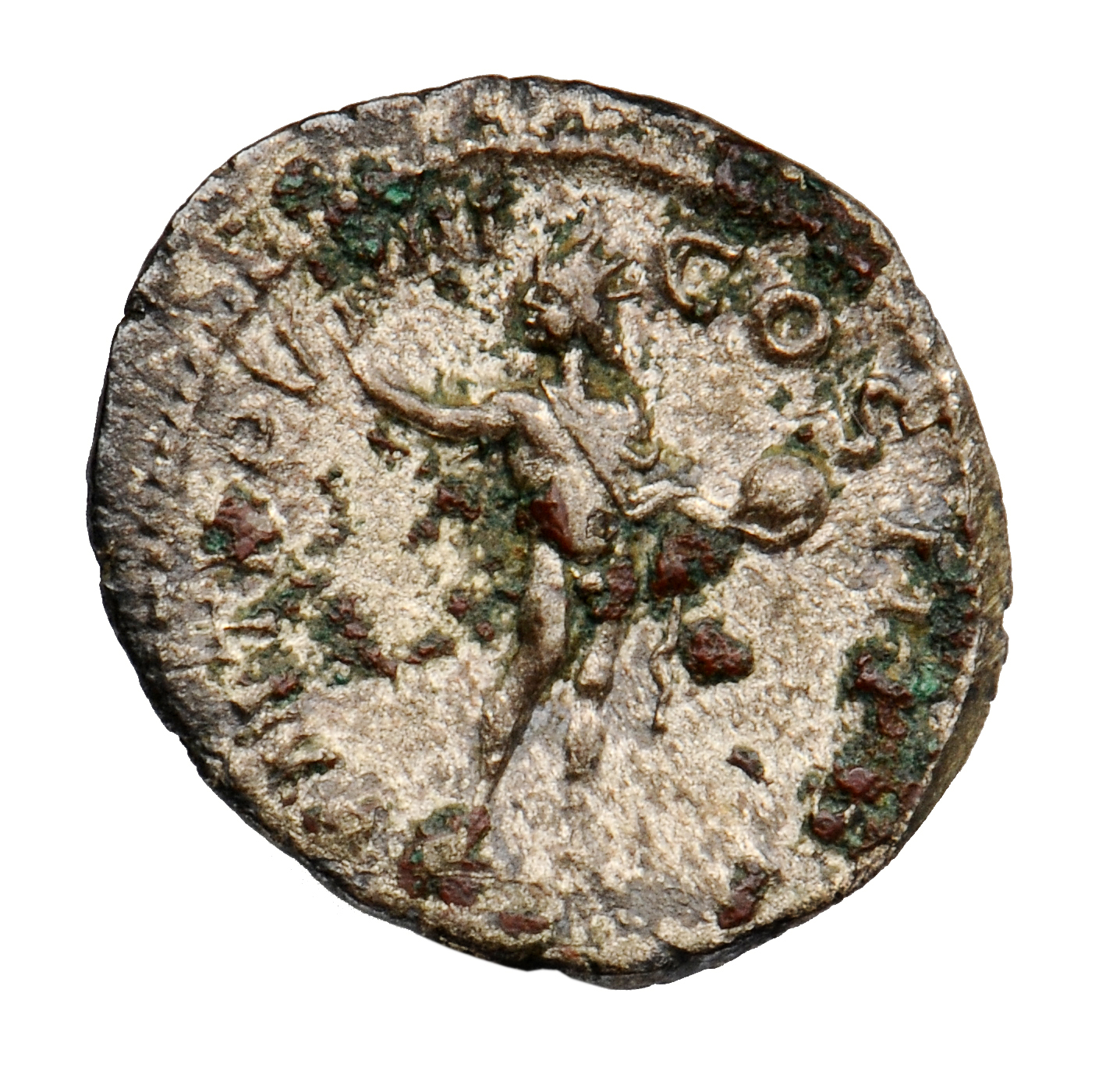 RIC IV Severus Alexander 102a Severus Alexander reverse, Sol, radiate, nude except cloak over shoulders, standing right, h...