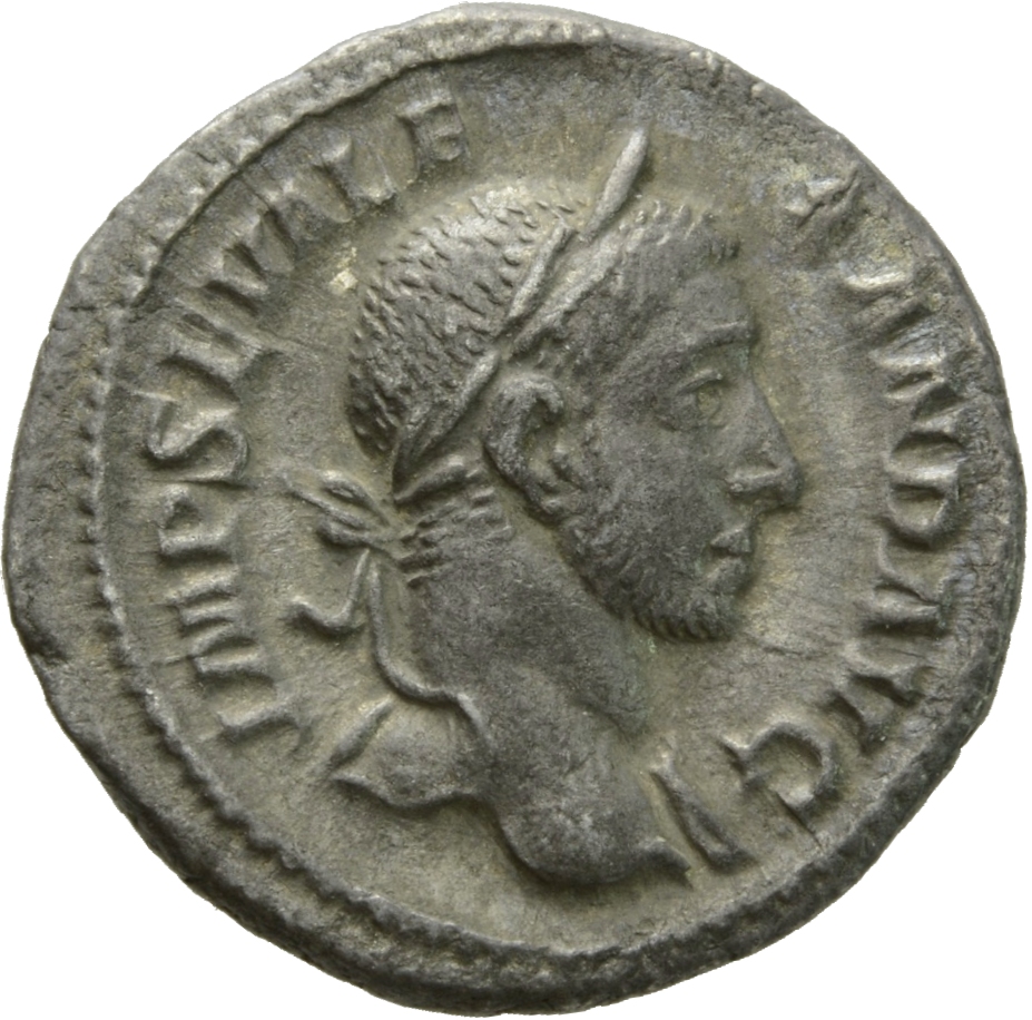RIC IV Severus Alexander 105a Severus Alexander obverse, Head of Severus Alexander, laureate, right