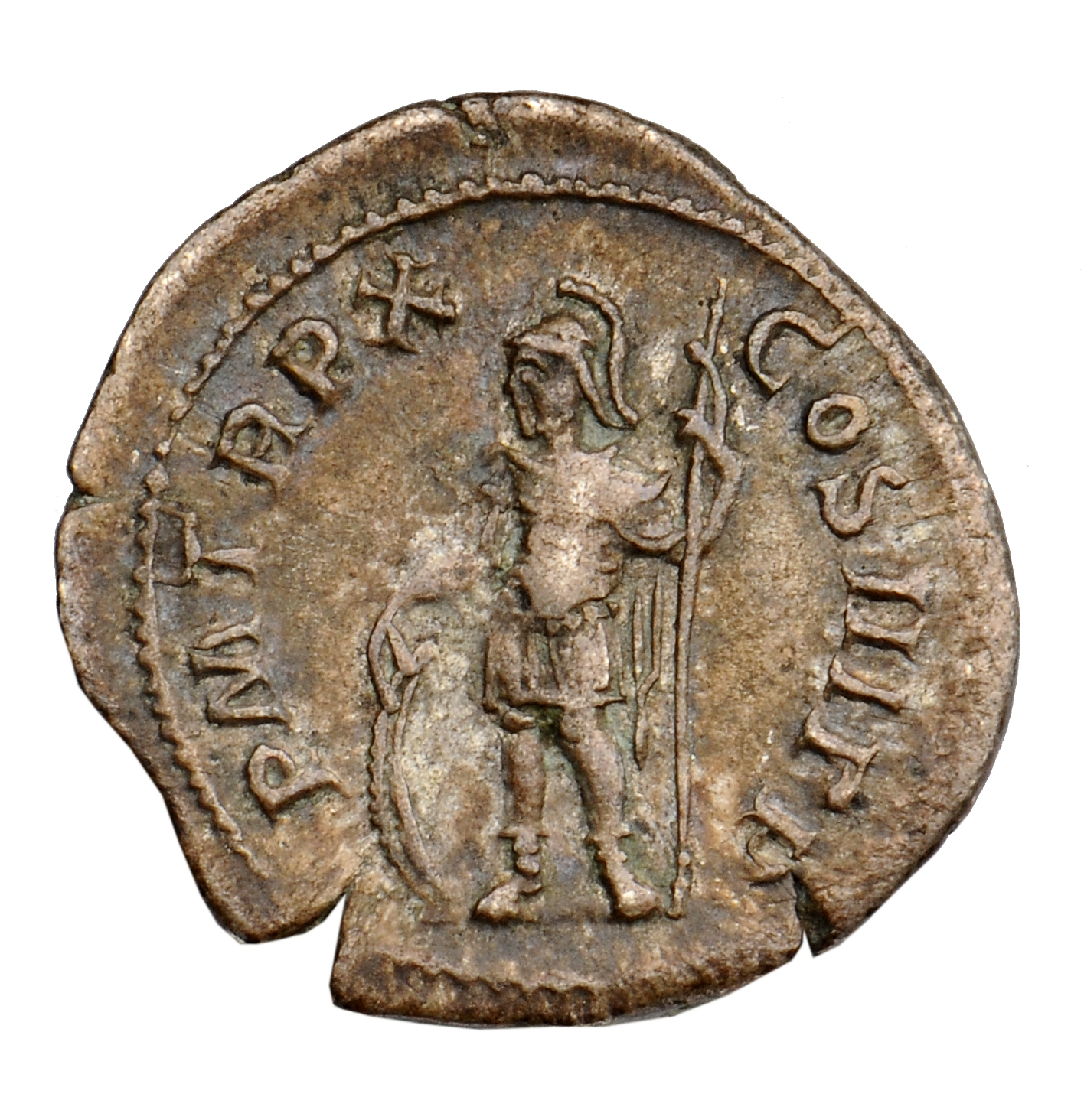 RIC IV Severus Alexander 108b Severus Alexander reverse, Mars, helmeted, in military attire, standing left, holding spear ...
