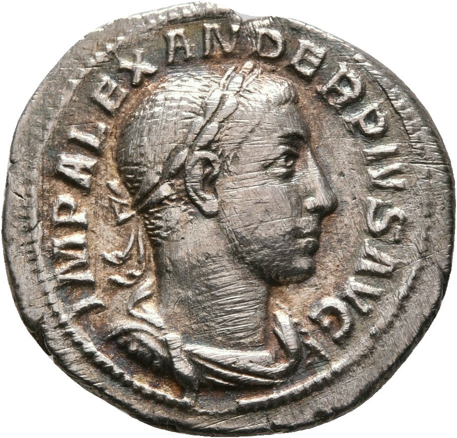 RIC IV Severus Alexander 123 Severus Alexander obverse, Bust of Severus Alexander, laureate, draped, right