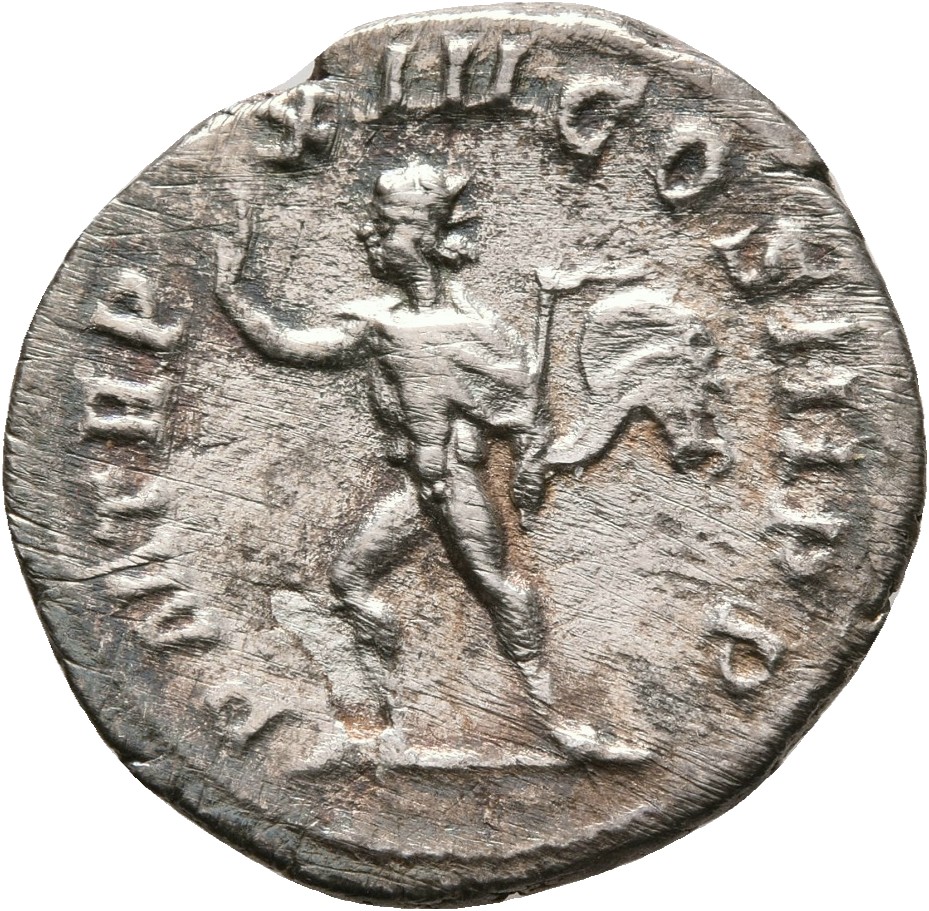 RIC IV Severus Alexander 123 Severus Alexander reverse — Sol, radiate, nude except cloak over left shoulder, walking left,...