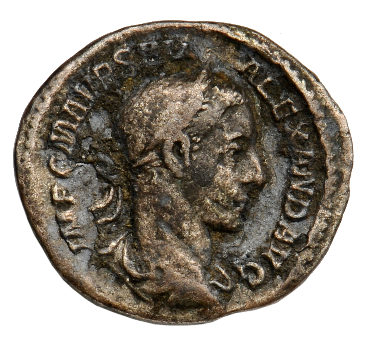 RIC IV Severus Alexander 127c Severus Alexander obverse, Bust of Severus Alexander, laureate, draped, right