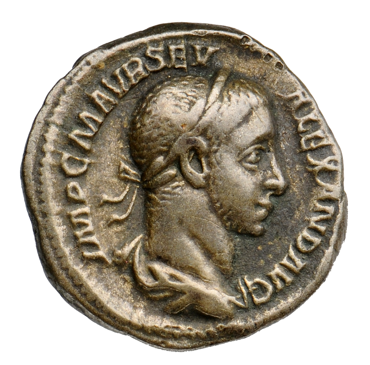 RIC IV Severus Alexander 133 Severus Alexander obverse, Bust of Severus Alexander, laureate, draped, right